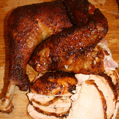 Peach glazed BBQ Turkey served